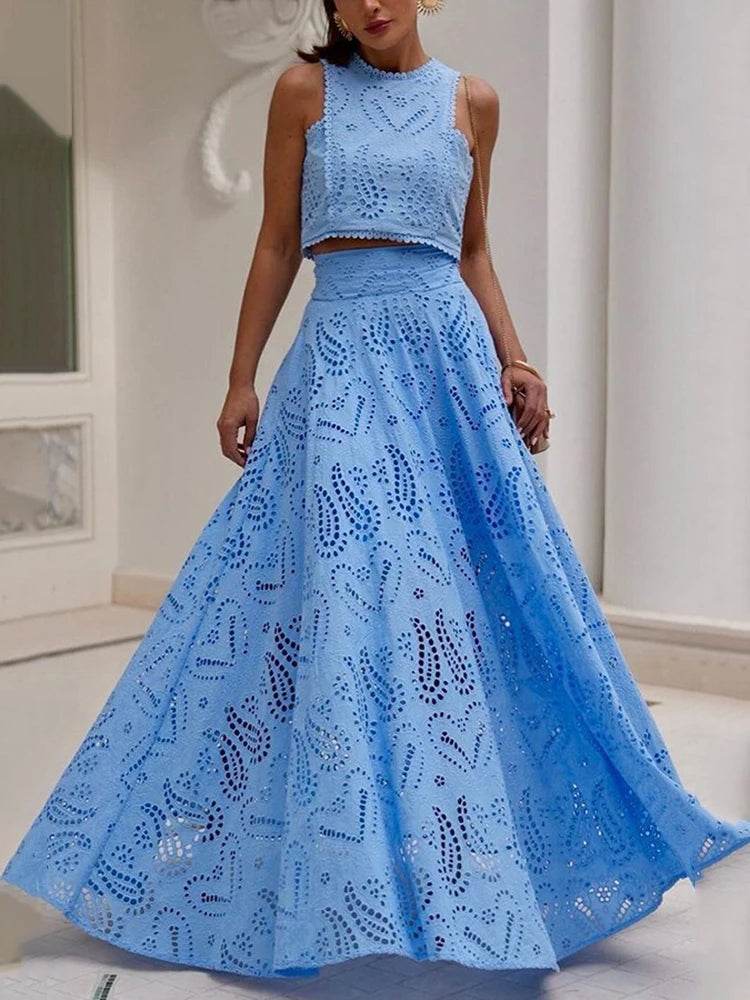 Embroidery Hollow Skirt Set - P12 Hub Europe