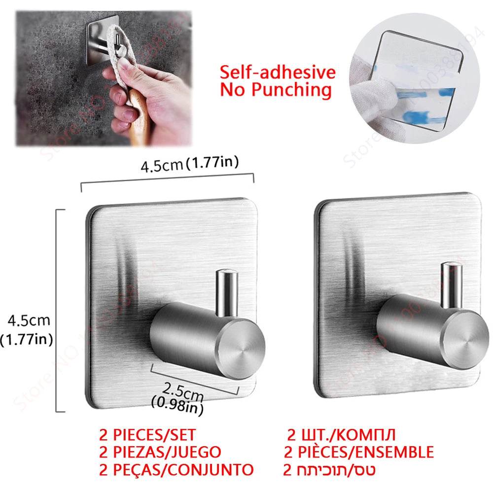 Adhesive Toilet Roll Paper Holder Organizer Wall Mount Storage Stand Kitchen Bathroom No Drill Tissue Towel Dispenser Stainless - P12 Hub Europe