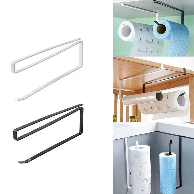 Paper Roll Holder Towel Rack Cling Film Storage Rack Bathroom No Punching Storage Rack Hanging Shelf Kitchen Tissue Accessories - P12 Hub Europe