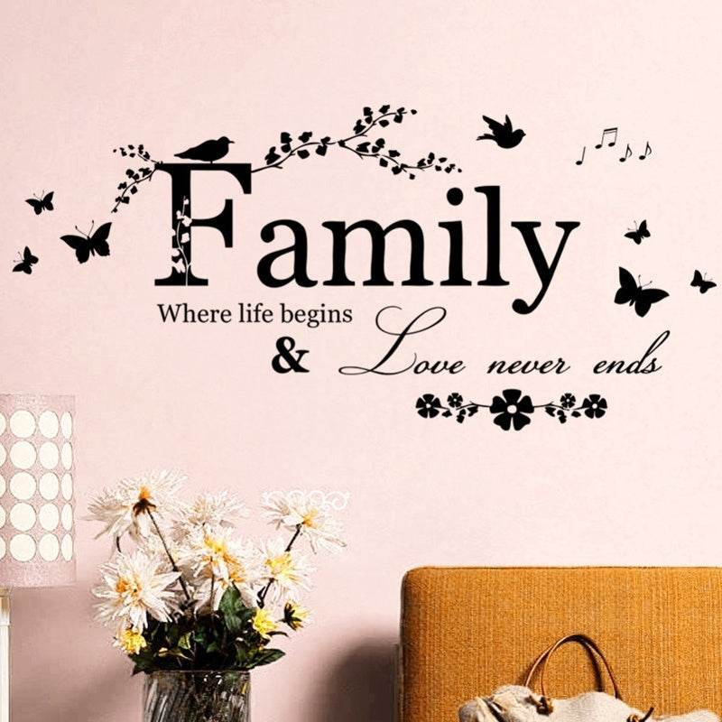 Family Love Never Ends Quote Vinyl Wall Decal Wall Lettering Art Words Wall Sticker Home Decor Wedding Decoration Living Room - P12 Hub Europe