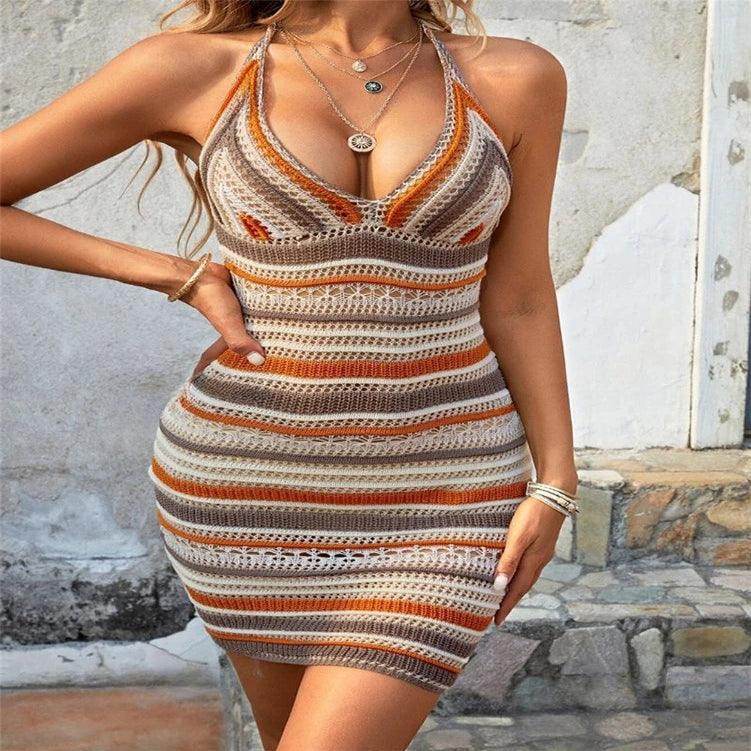 Halter Backless Knit Mini Dress Sexy Summer - P12 Hub Europe