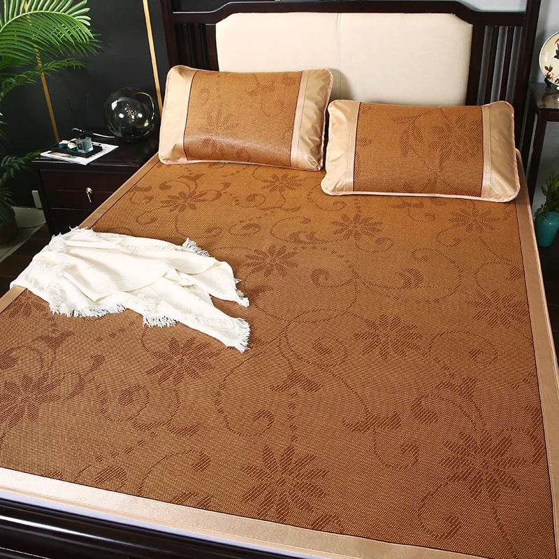 JFLEGAL Summer Natural Rattan Mat 2024 New Ice Silk Jacquard Soft Physical Cooling Wormwood Mat Bedding Dormitory Mattress Cover - P12 Hub Europe
