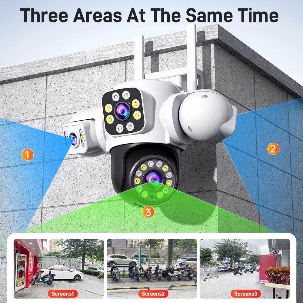 Outdoor PTZ Camera 6K 12MP Triple Lens 360°, AI Track - P12 Hub Europe
