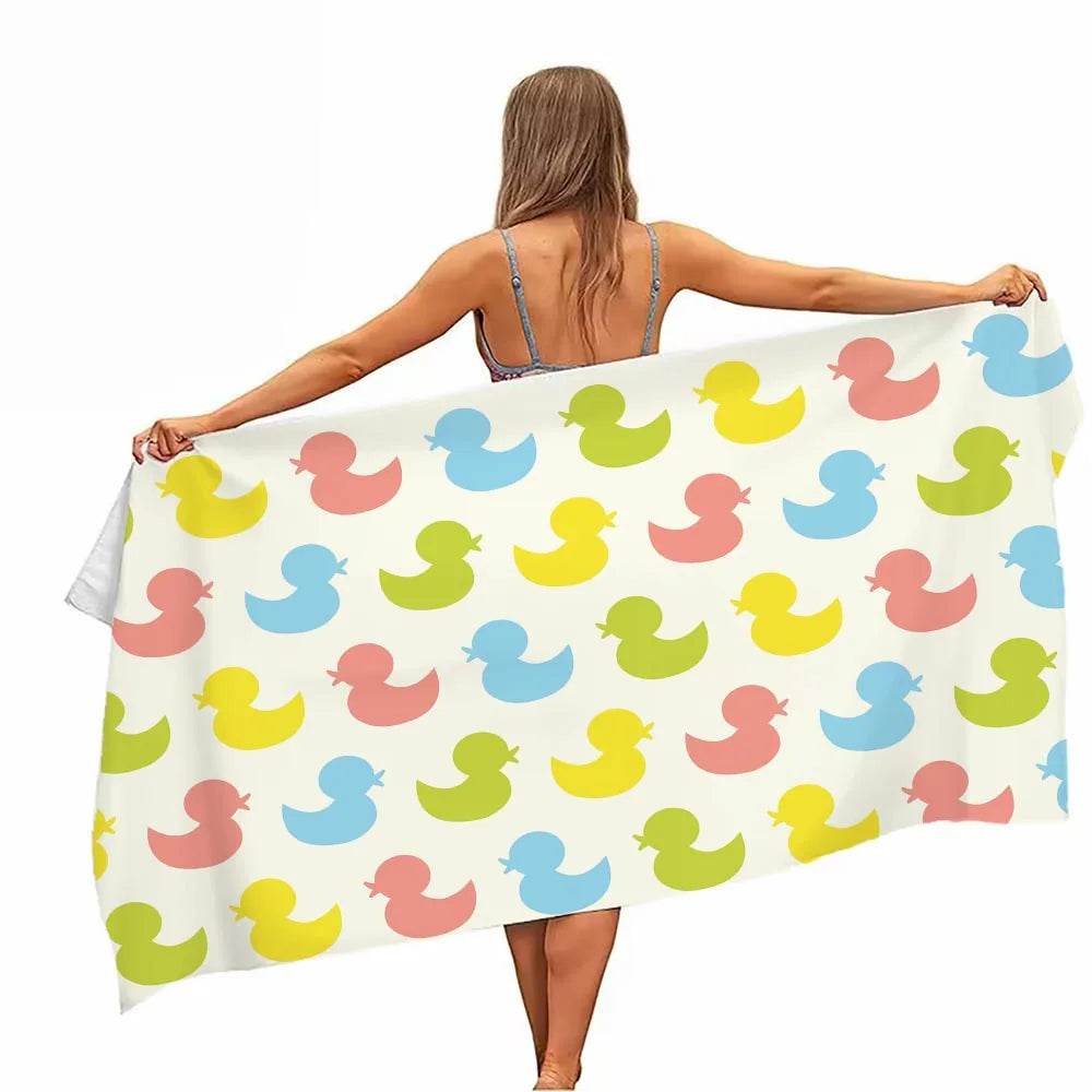 Extra Large Quick-drying Microfiber Beach Towel with Chic Duck Design - Super Absorbent, Lightweight and Stylish - P12 Hub Europe