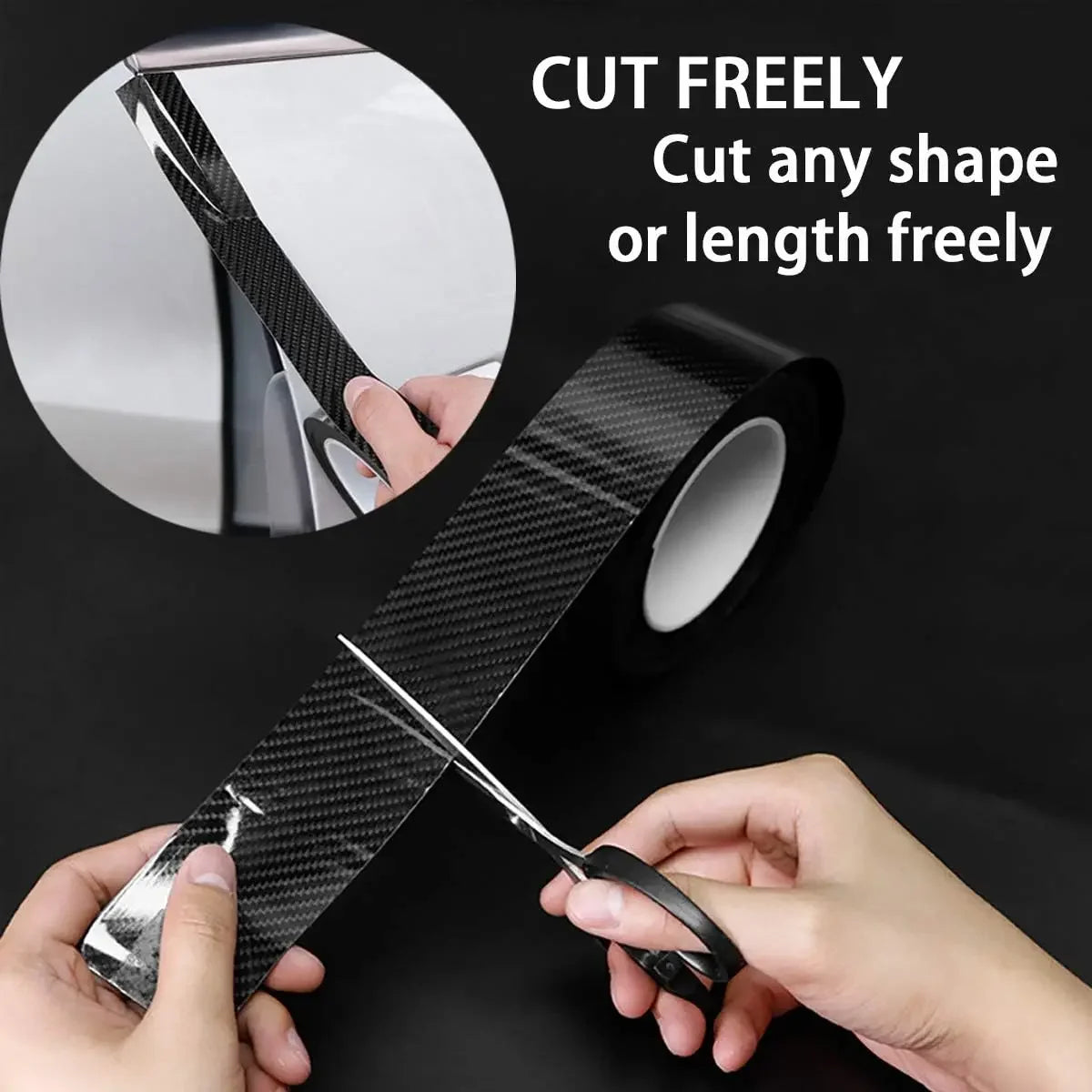 Carbon Fiber Car Stickers Self-adhesive Automotive Wrap Tape Matte Black Protective Car Film 3D Vinyl Door Strip Accessories