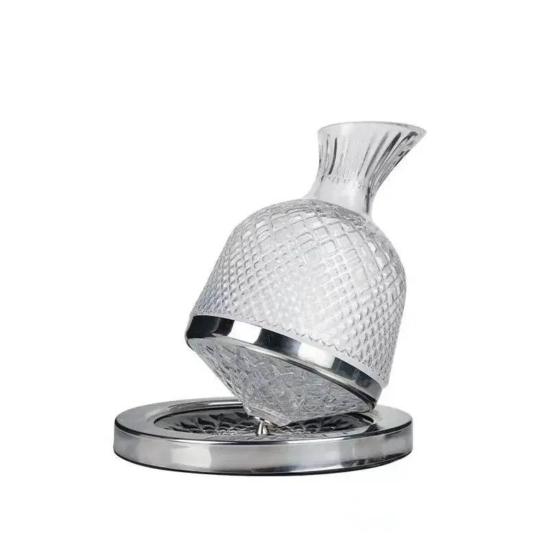 High end crystal glass 360 degree rotating decanter drum 1500ml decanter wine dispenser inflator mirror kettle decoration - P12 Hub Europe