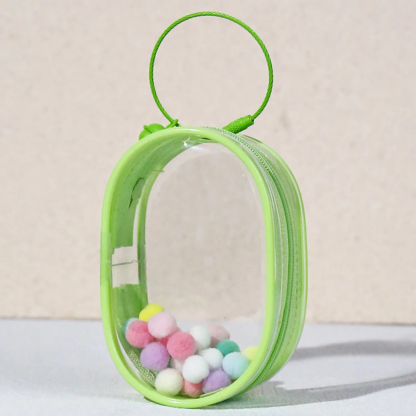 Portable Mini Clear Zipper Storage Bag Keychain Cartoon Doll Children Toy Mystery Box Organizer for Earphones Chargers Gift Bag