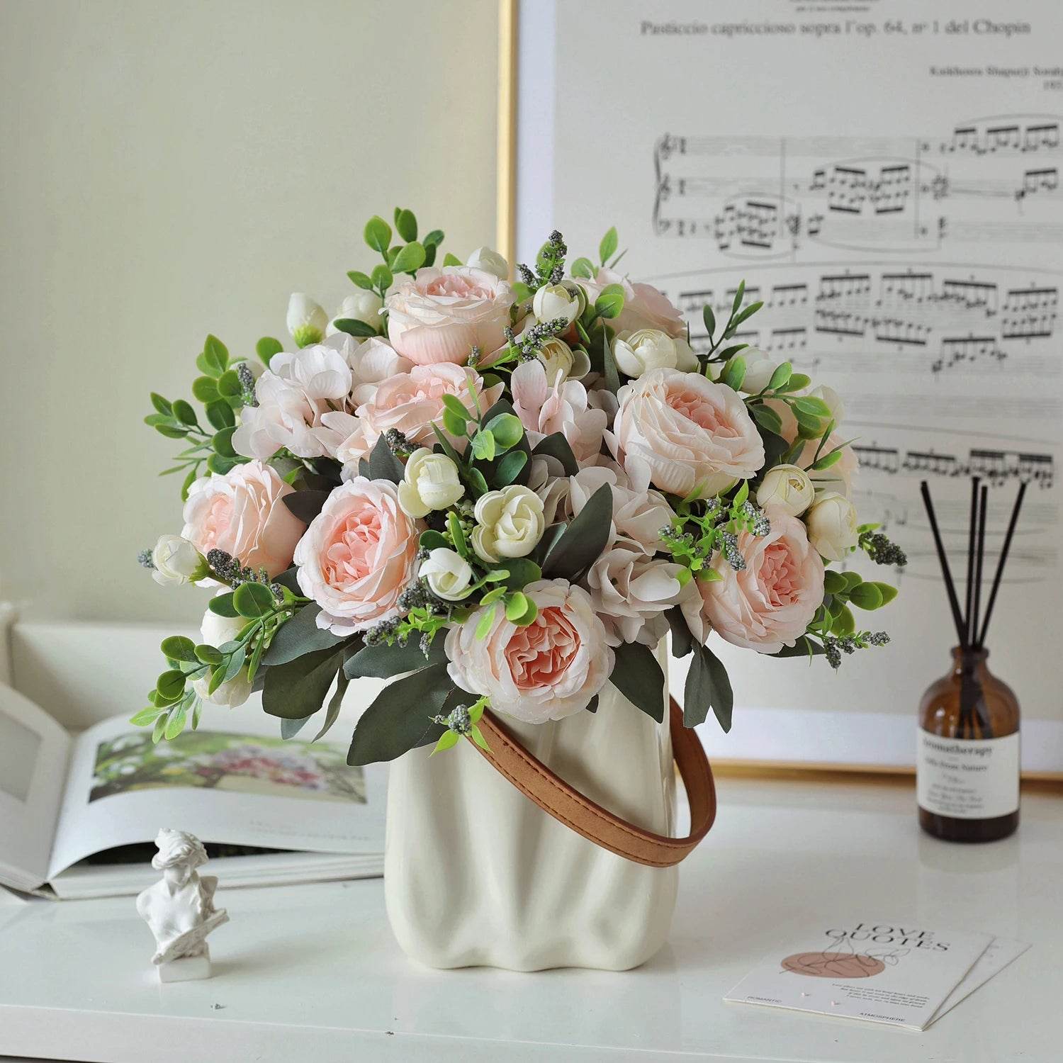 1PC Artificial Flowers Wedding Home Bedroom Decoration Bridal Bouquet Garden Fake Silk Peony Hydrangeas Vase for Board Outdoors - P12 Hub Europe