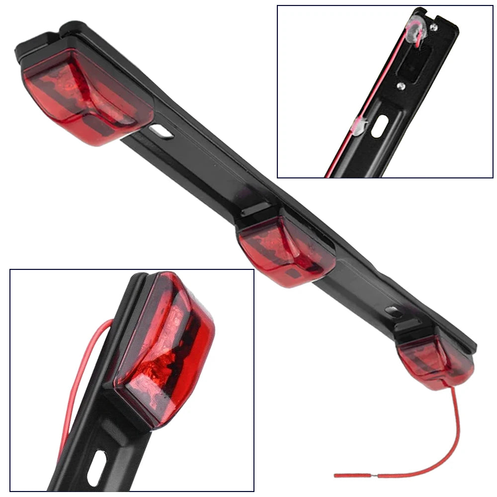 15" 9LED Stainless Truck Trailer ID Bar Light Rear Red LED Marker Clearance Lights 12V Car Styling Accessories