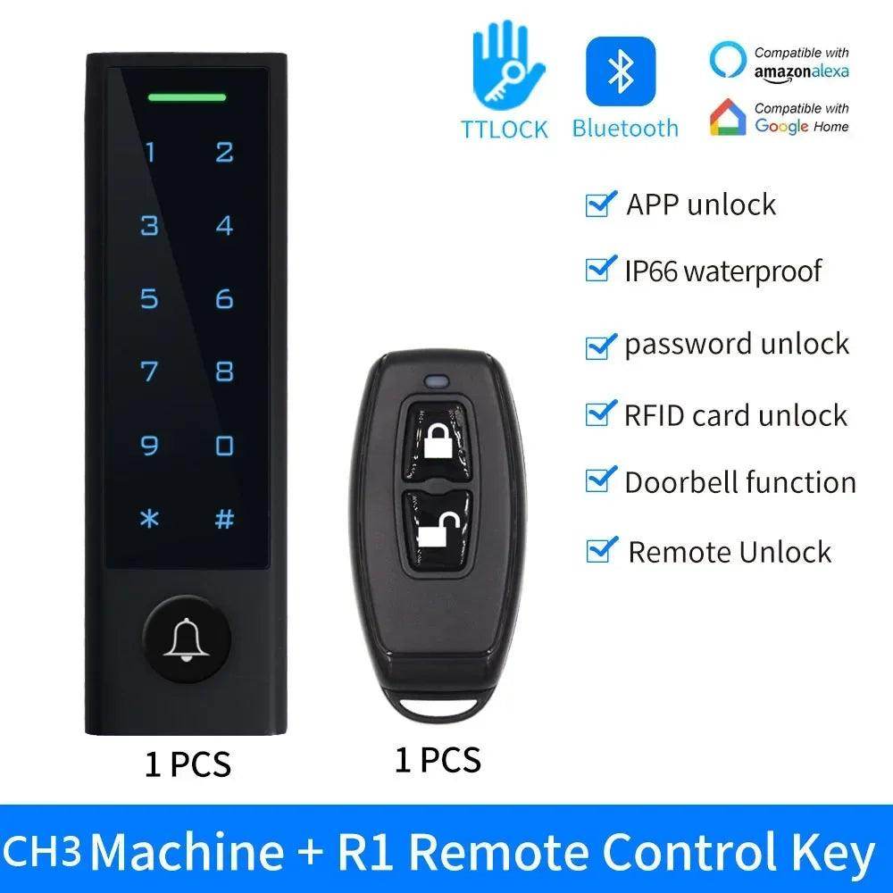Lock App Access Control Keypad IP66, Fingerprint/Card/PIN, Bluetooth, Alexa/Google - P12 Hub Europe
