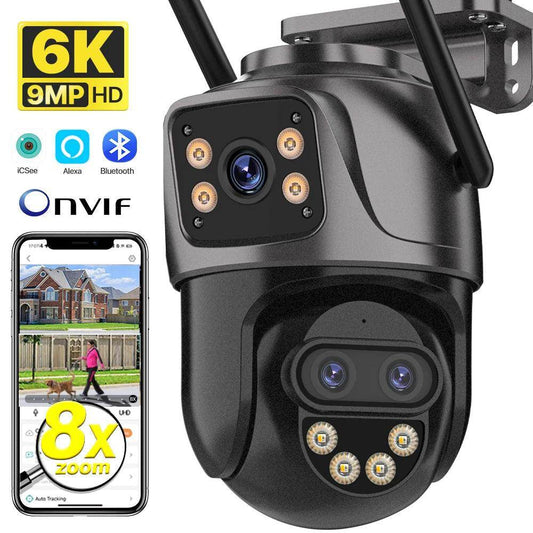 Outdoor Camera 9MP 6K WiFi PTZ 8x Zoom, 3 Lens - P12 Hub Europe