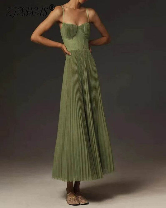 Summer Pleated Strapless Maxi Dress - P12 Hub Europe