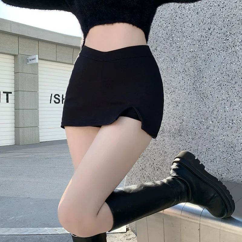 Women's Black Slit Mini Skirt - P12 Hub Europe