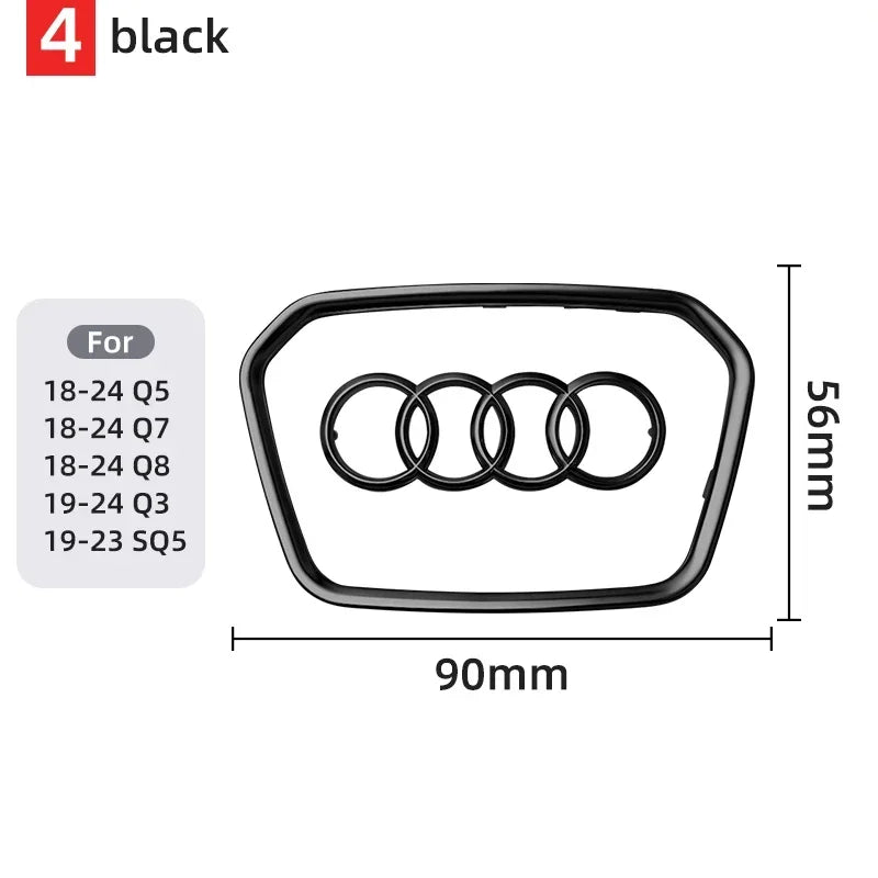 For Audi A3 A4 B8 8P B9 8V A5 A6 C7 A7 Q3 Q5 Q7 Automobile Steering Wheel Logo Bright Frame Strip Electroplated Car Logo Sticker