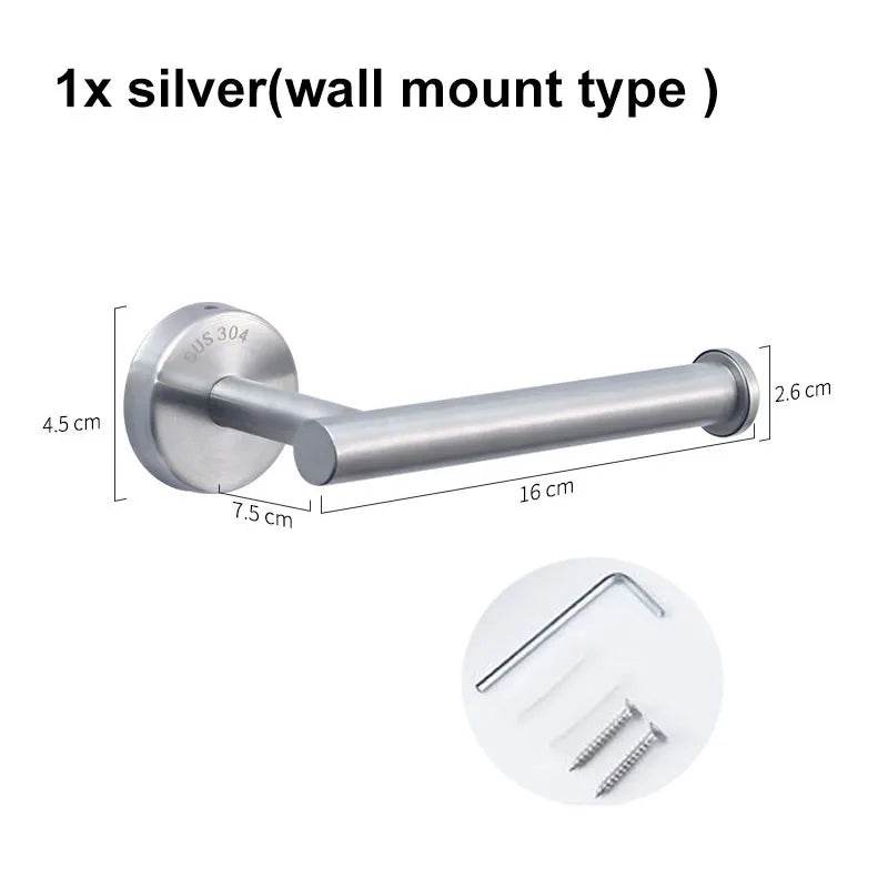 black Toilet Roll Paper Towel Toilet wall Holder Stainless Steel Organizers holder bathroom Self Adhesive Punch-Free Rack Tissue - P12 Hub Europe