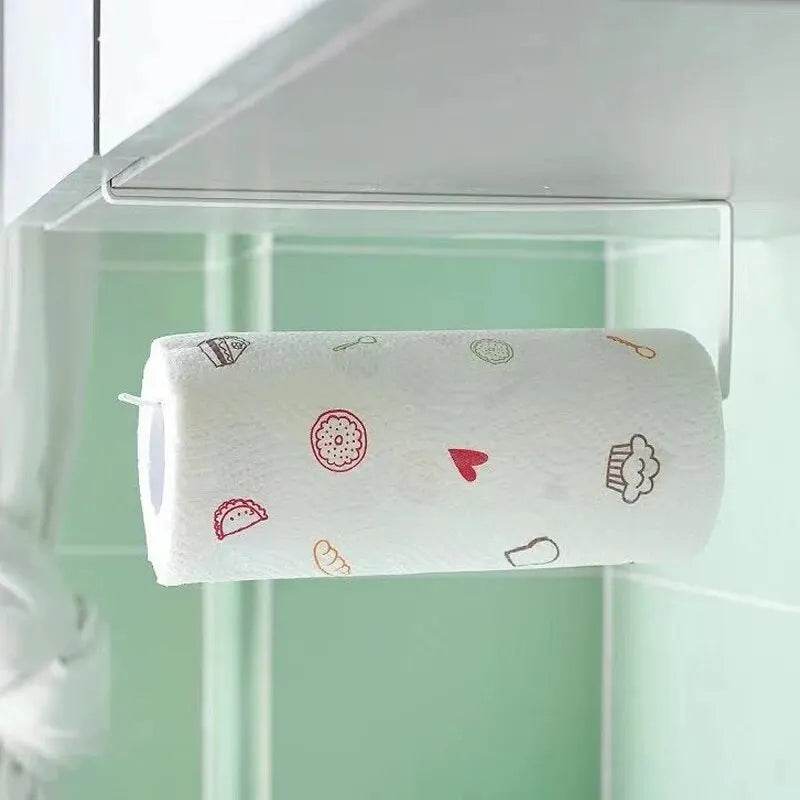 Paper Roll Holder Towel Rack Cling Film Storage Rack Bathroom No Punching Storage Rack Hanging Shelf Kitchen Tissue Accessories - P12 Hub Europe