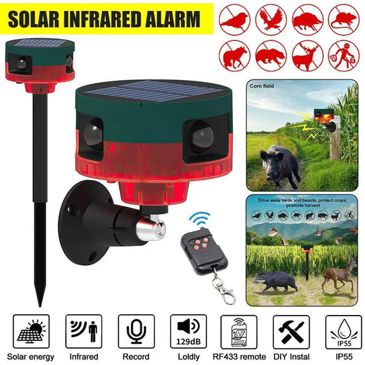 Solar Motion Sensor Alarm, Outdoor Security | 129dB Repeller - P12 Hub Europe