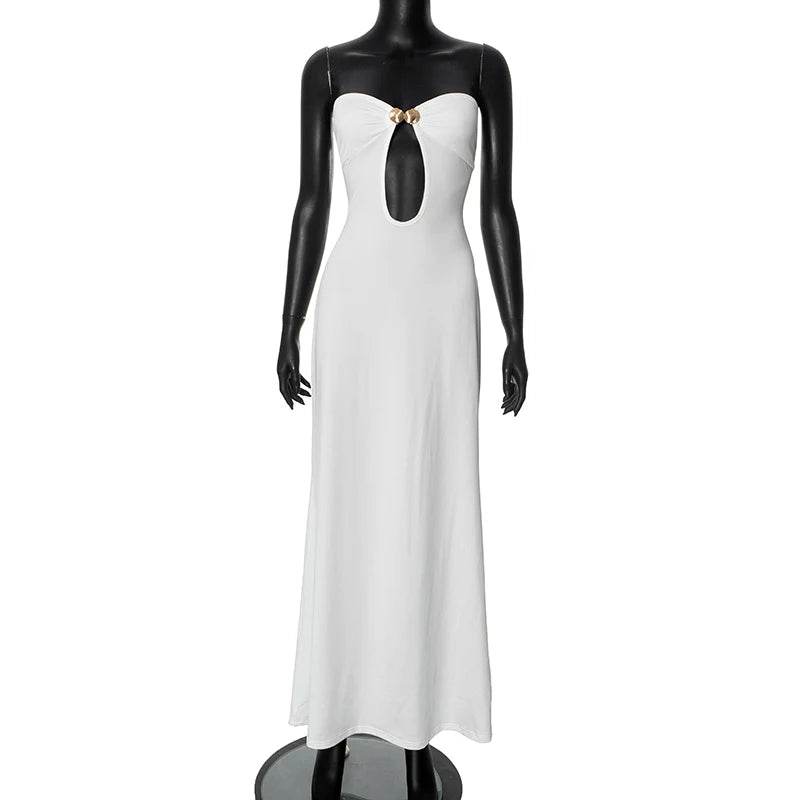 Strapless Cutout Maxi Dress - White Y2K Summer - P12 Hub Europe