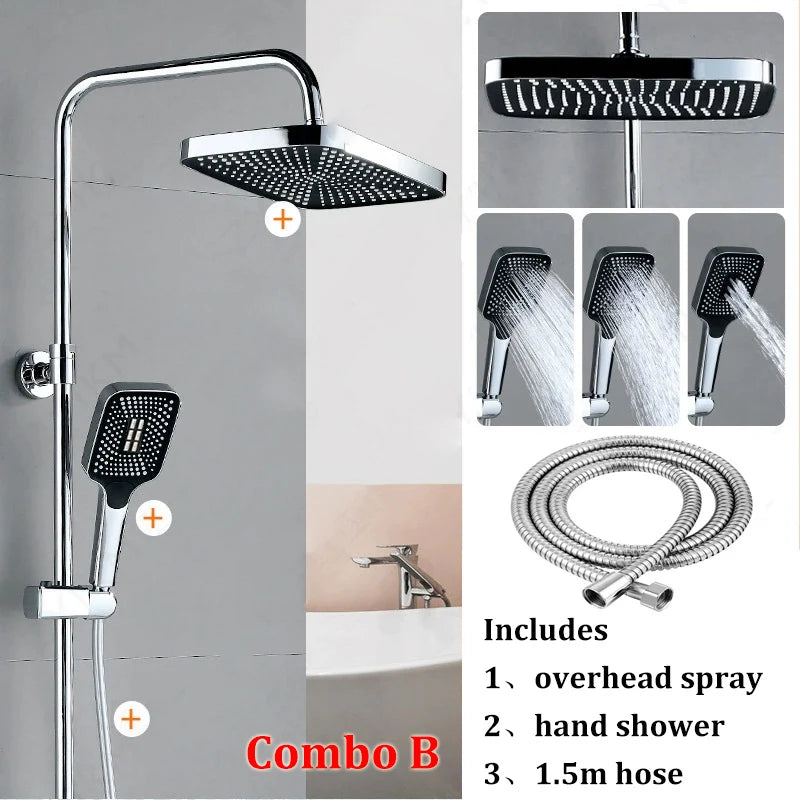 Shower Combo12 inch Large Panel Rain Shower Head/Handheld Shower Combination Bathroom Handheld Three-mode Booster Set