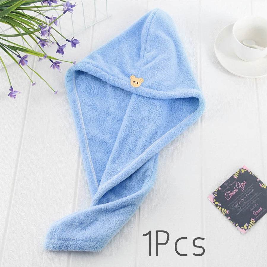 Hair Towel Wrap Quick Dry 100% Cotton Super Absorbent Turban Head Wrap for Women with Button Anti Frizz Hair Products - P12 Hub Europe