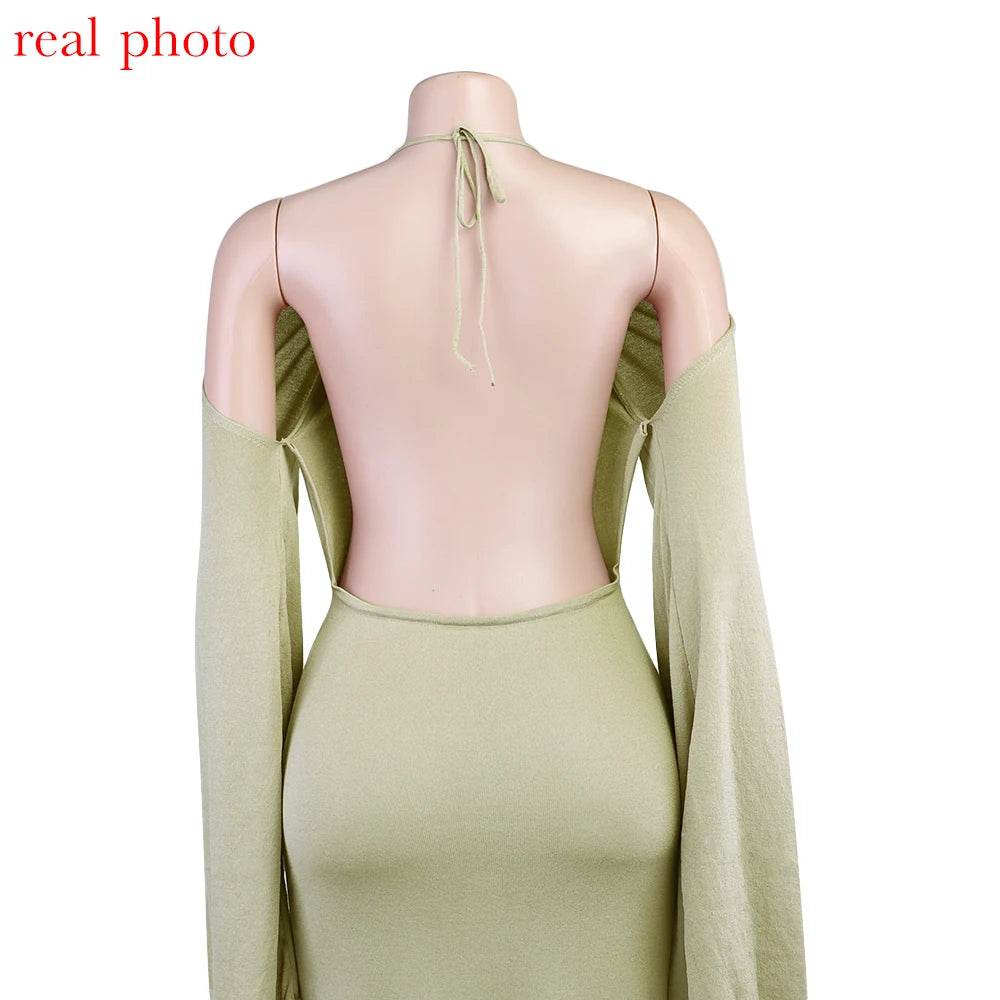 Knitted Backless Bandage Maxi Dress - Sexy Beachwear - P12 Hub Europe