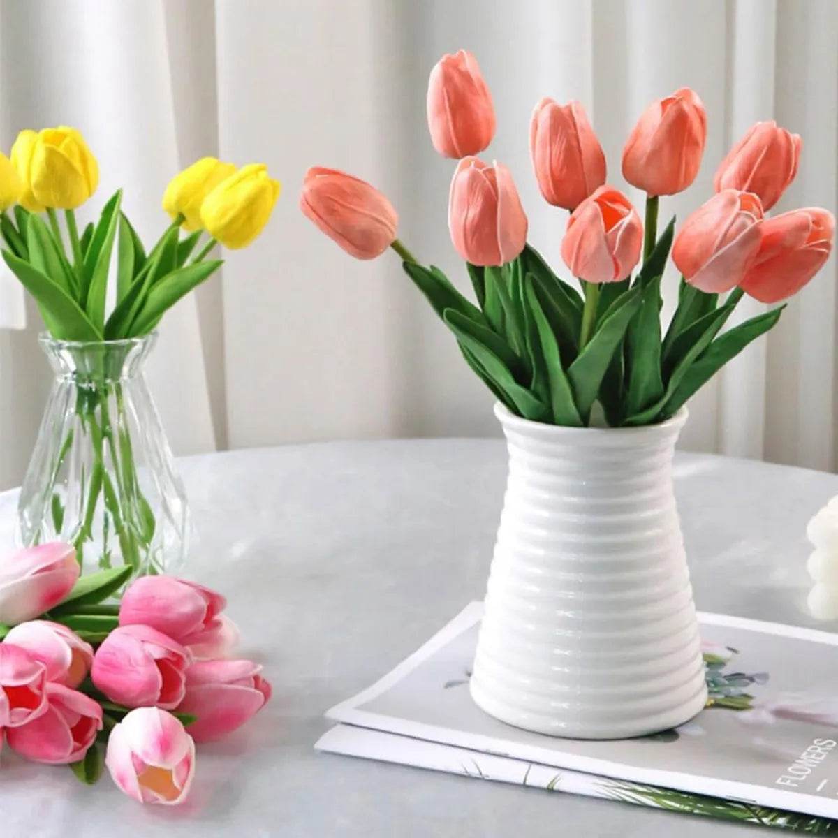 10Pcs Artificial Flower Realistic Touch Tulip Scrapbooking Vase Home Decor Wedding Garden Arch Garland Mother's Day Bouquet diy - P12 Hub Europe