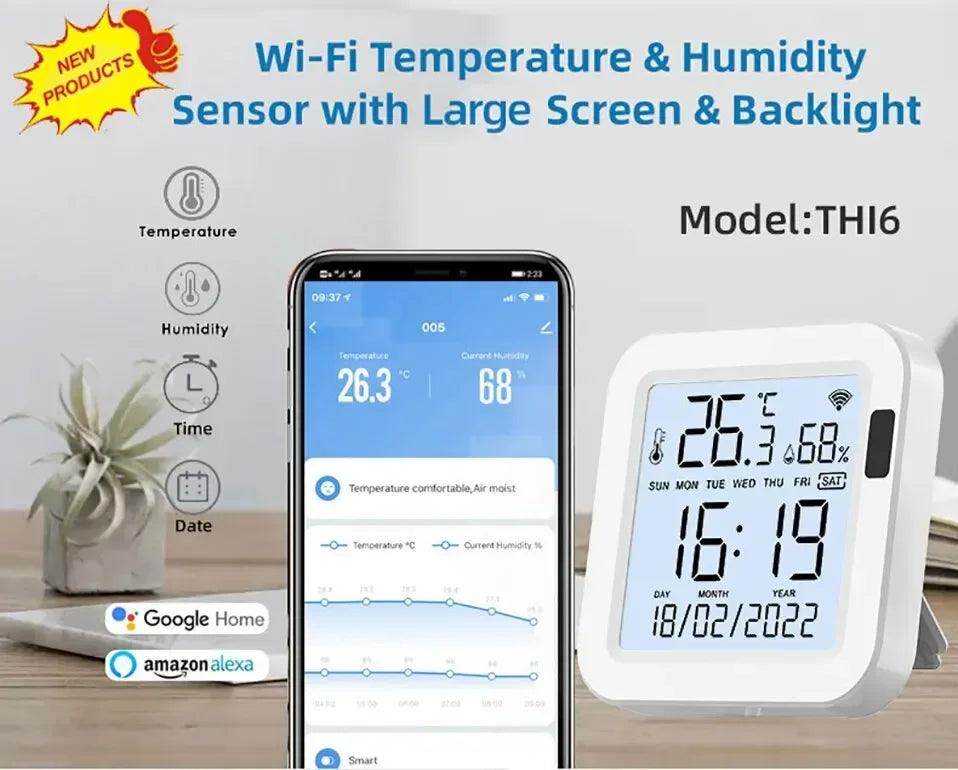 WiFi Temp Humidity Sensor | LCD, Backlight, Smart Life - P12 Hub Europe
