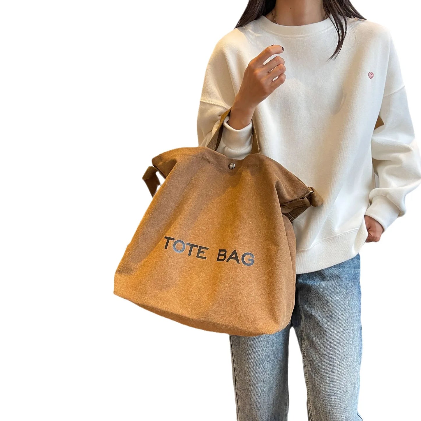Thickened Canvas Retro Tote Bag Premium Sense Handbags Commuter Bag Large Capacity Student Shoulder Bags for Women
