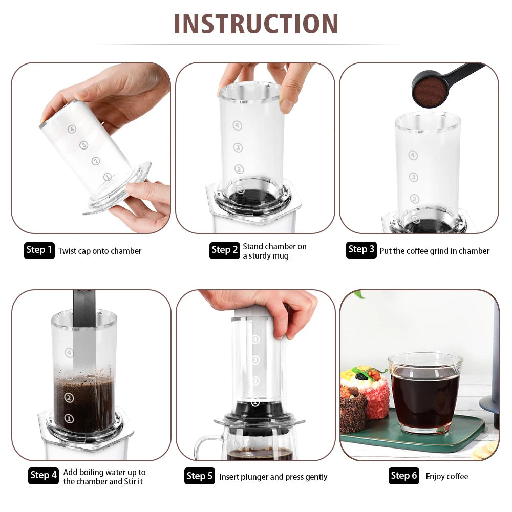 CAFEMASY Espresso Coffee Maker Portable French Press Coffee Pot Air press Barista Tools With 350pcs Filter Papers Coffee Machine