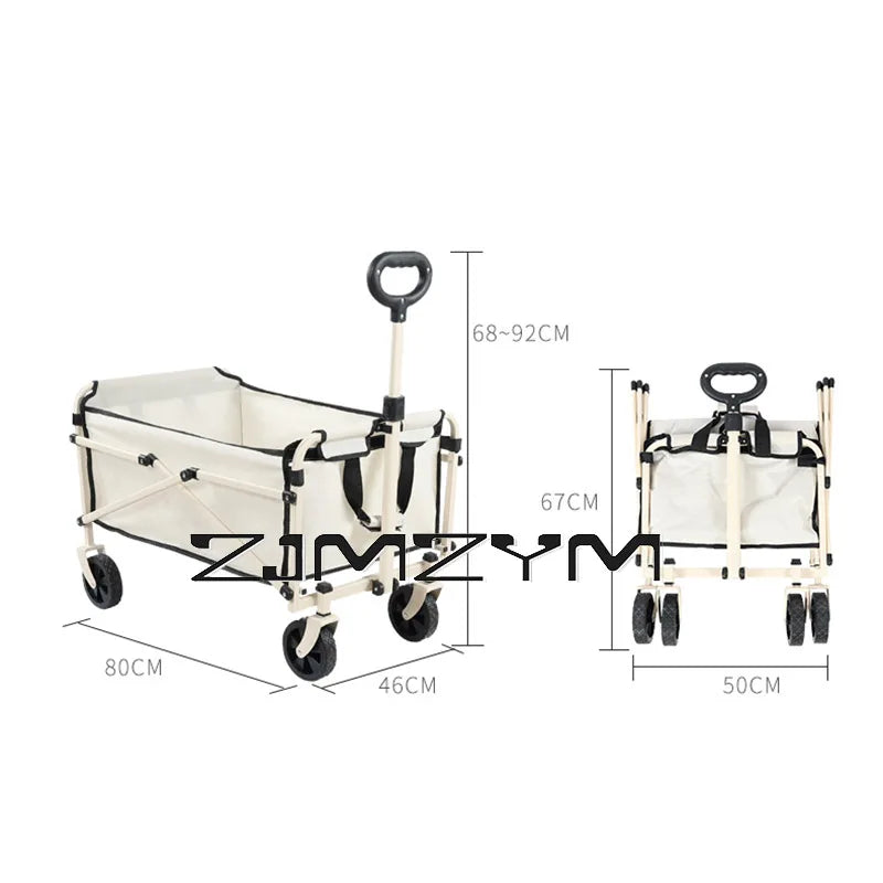 Outdoor Portable Cart Foldable Large Capacity Multifunction Adjustable Handcart Camping Wagon Trolley Beach Handle Picnic Cart