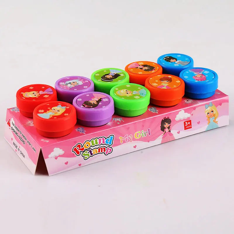 10pcs Assorted Stamps Self-ink Stamps Children Stamps Face Seal Scrapbooking DIY Painting Photo Album Decor for Kids