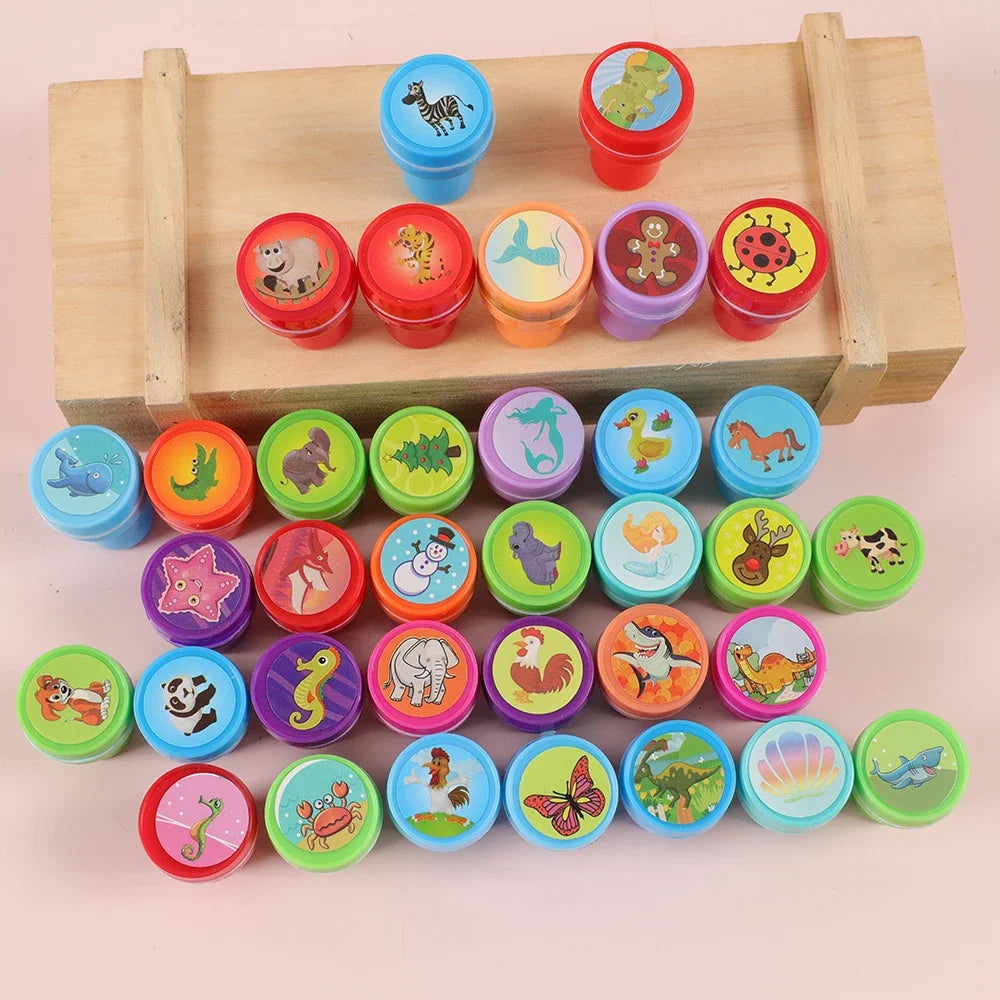 10pcs Assorted Stamps Kids Self-ink Stamps Children Toy Stamps Smiley Face Seal Scrapbooking DIY Painting Photo Album Decor
