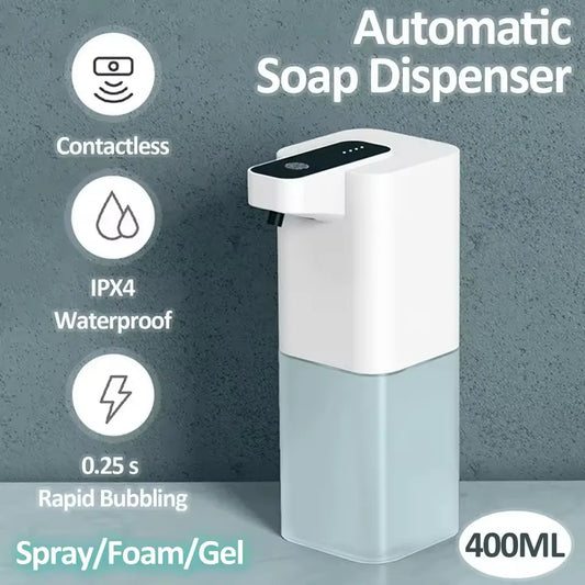 400ml/14oz USB Rechargeable Hand Free Touchless Smart Sensor Automatic Foam Liquid Soap Dispenser for Toilet Bathroom & Kitchen