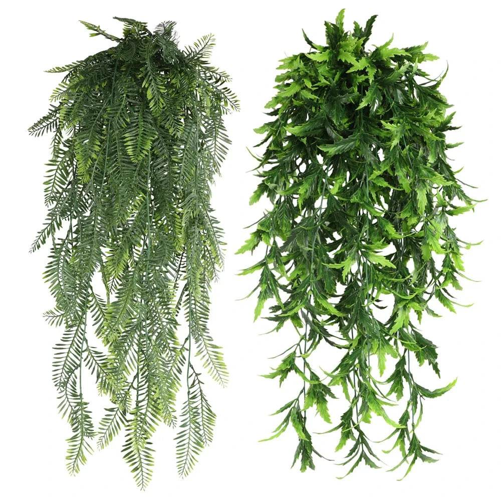 90cm Persian fern Leaves Vines Home Room Decor Hanging Artificial Plant Plastic Leaf Grass Wedding Party Wall Balcony Decoration - P12 Hub Europe