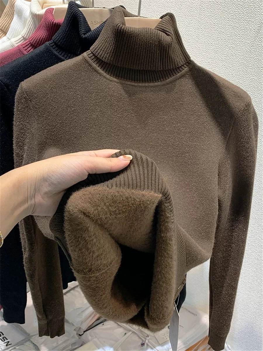 Elegant Velvet Lined Turtleneck Sweater - P12 Hub Europe