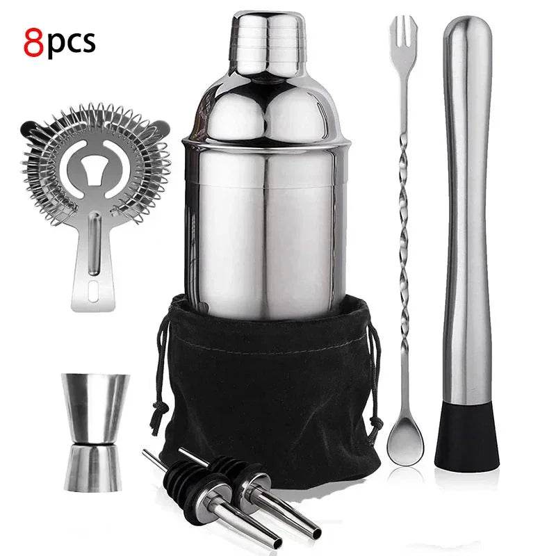 1/3/6/9/11pcs Cocktail Shaker Set Stainless Steel Bartender Kit Cocktail Mixer Wine Martini Boston Shaker Party Bar Tools - P12 Hub Europe