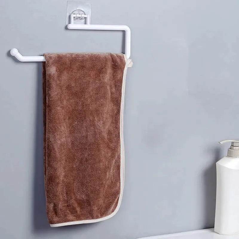 Punch-free Kitchen Paper Towel Rack Toilet Paper Roll Rack Hanger Wall-mounted Towel Bar Kitchen Bathroom Accessories - P12 Hub Europe
