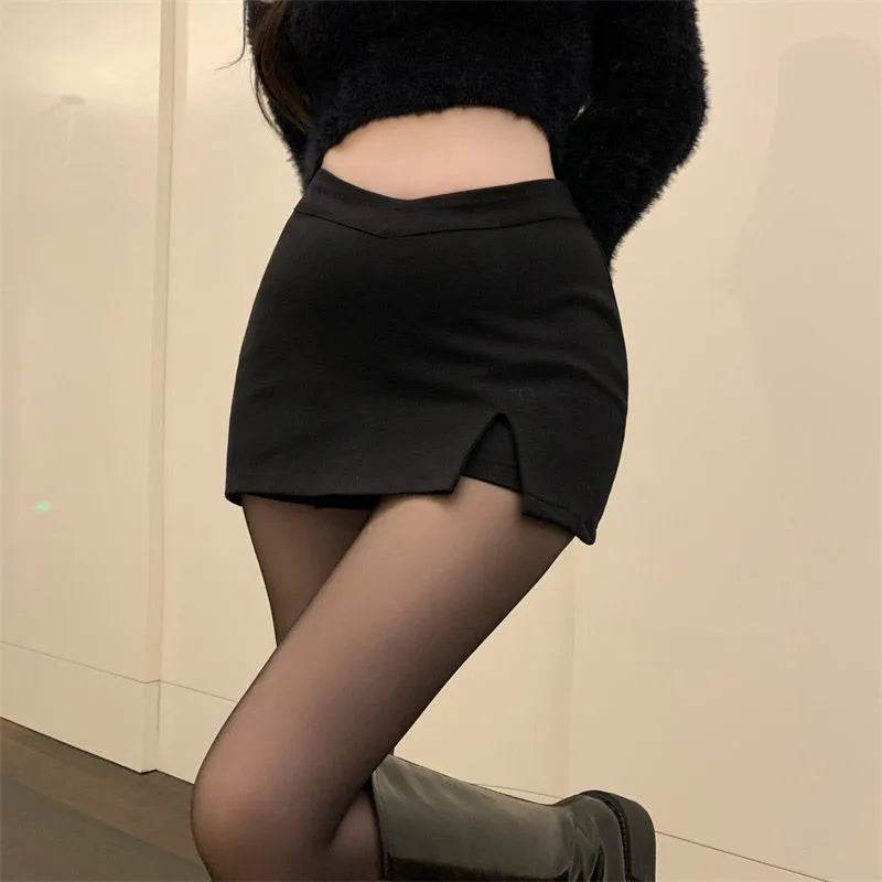Women's Black Slit Mini Skirt - P12 Hub Europe
