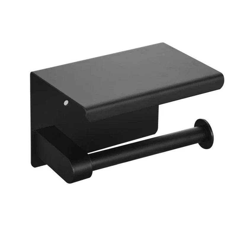 Aluminum Alloy Toilet Paper Holder Shelf With Tray Bathroom Accessories Kitchen Wall Hanging Punch-Free Toilet Paper Roll Holder - P12 Hub Europe