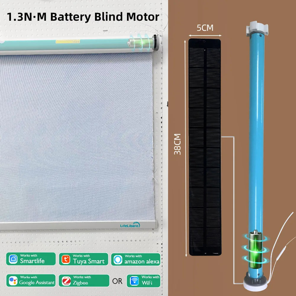 LifeLibero Tuya WiFi ZigBee Battery Smart Curtains Roller Blinds Shade Tube Motor For37 38mm Remote Control Support Alexa Google