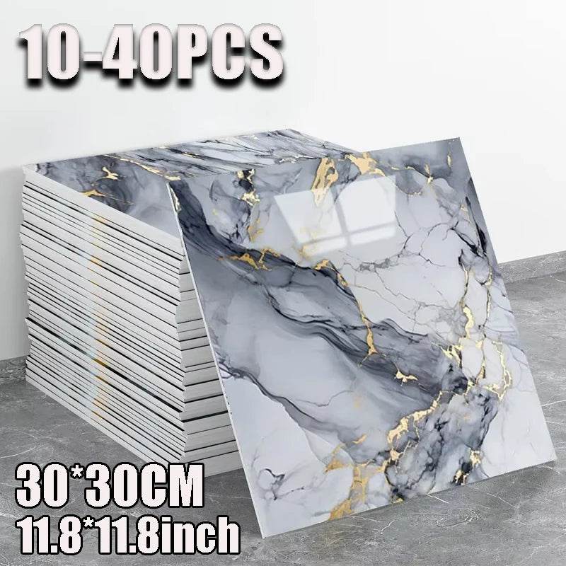 Aluminum Foil Bottom Imitation Tile Wall Stickers Kitchen Bathroom Decor Damp Proof Marble Pattern Foam Self-adhesive Wallpaper - P12 Hub Europe