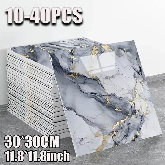 Aluminum Foil Bottom Imitation Tile Wall Stickers Kitchen Bathroom Decor Damp Proof Marble Pattern Foam Self-adhesive Wallpaper - P12 Hub Europe