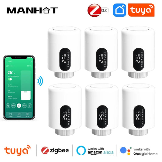 Tuya Zigbee3.0 Thermostat Radiator Actuator Smart TRV Valve Programmable Temperature Controller Works With Alexa Google Home