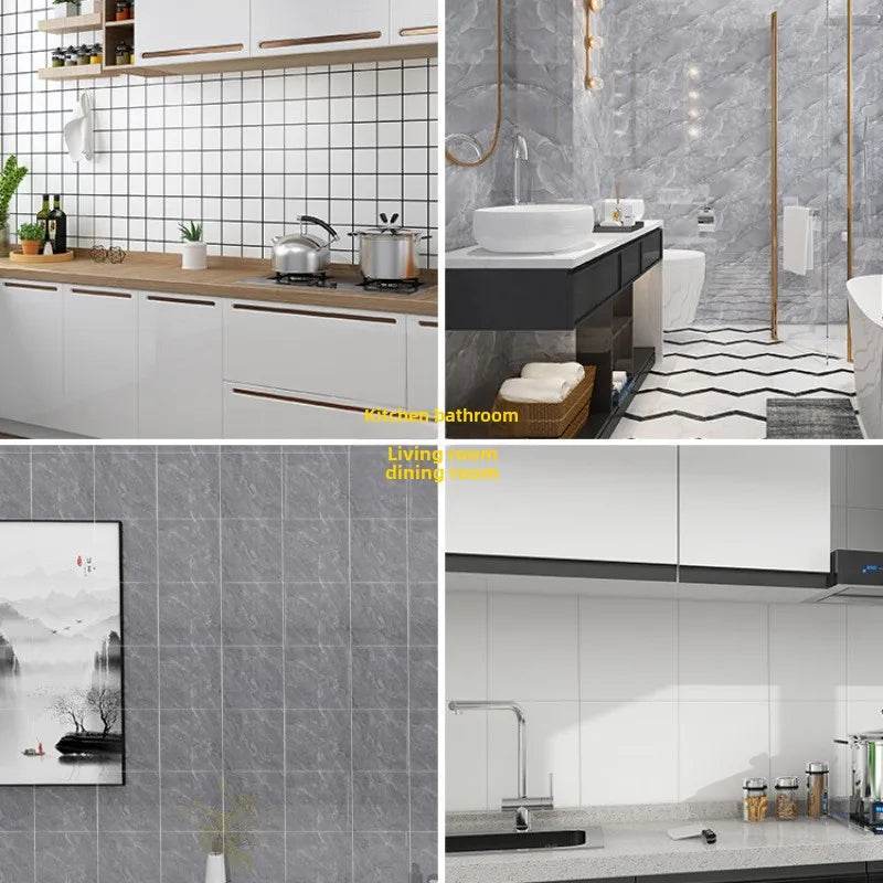 10-50Pcs PVC Marble Wall Stickers Self-Adhesive Thickened Tile Sticker Bathroom Waterproof Floor Sticker Kitchen Home Decoration - P12 Hub Europe