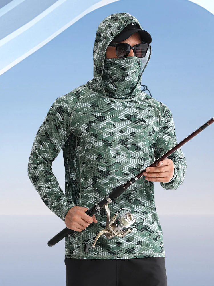 Outdoor Fishing Sunscreen Clothes Ice Feel Hooded Sunscreen Clothes UV Resistant Quick Drying Loose Coat Fishing Clothes