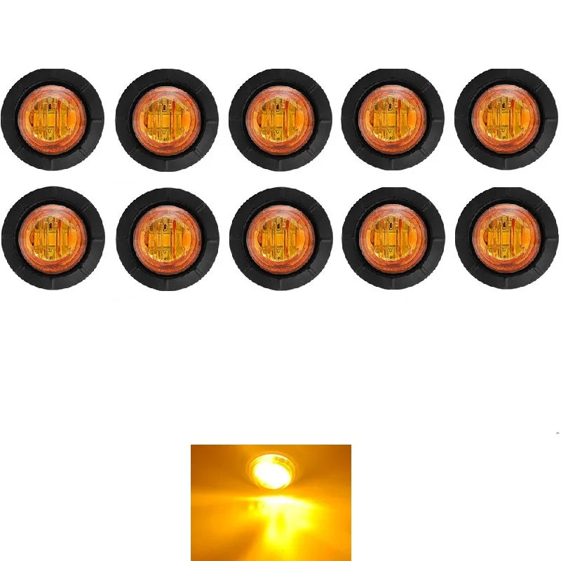 10pcs 3LED Round Tralier Side Marker Light 12V-24V for Truck Clearance Light Turn Signal Lamp Indicators