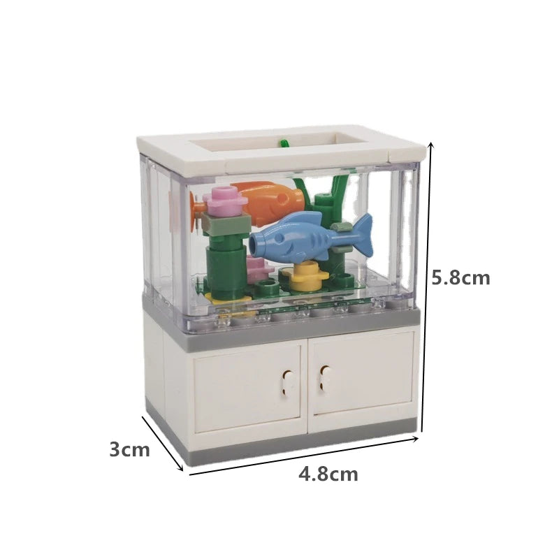 City Friends Fish Tank Building Blocks MOC Assemble Toys ClownFish Turtle Lizard Pet Blocks DIY Toy Creative Toys for Kids Gift