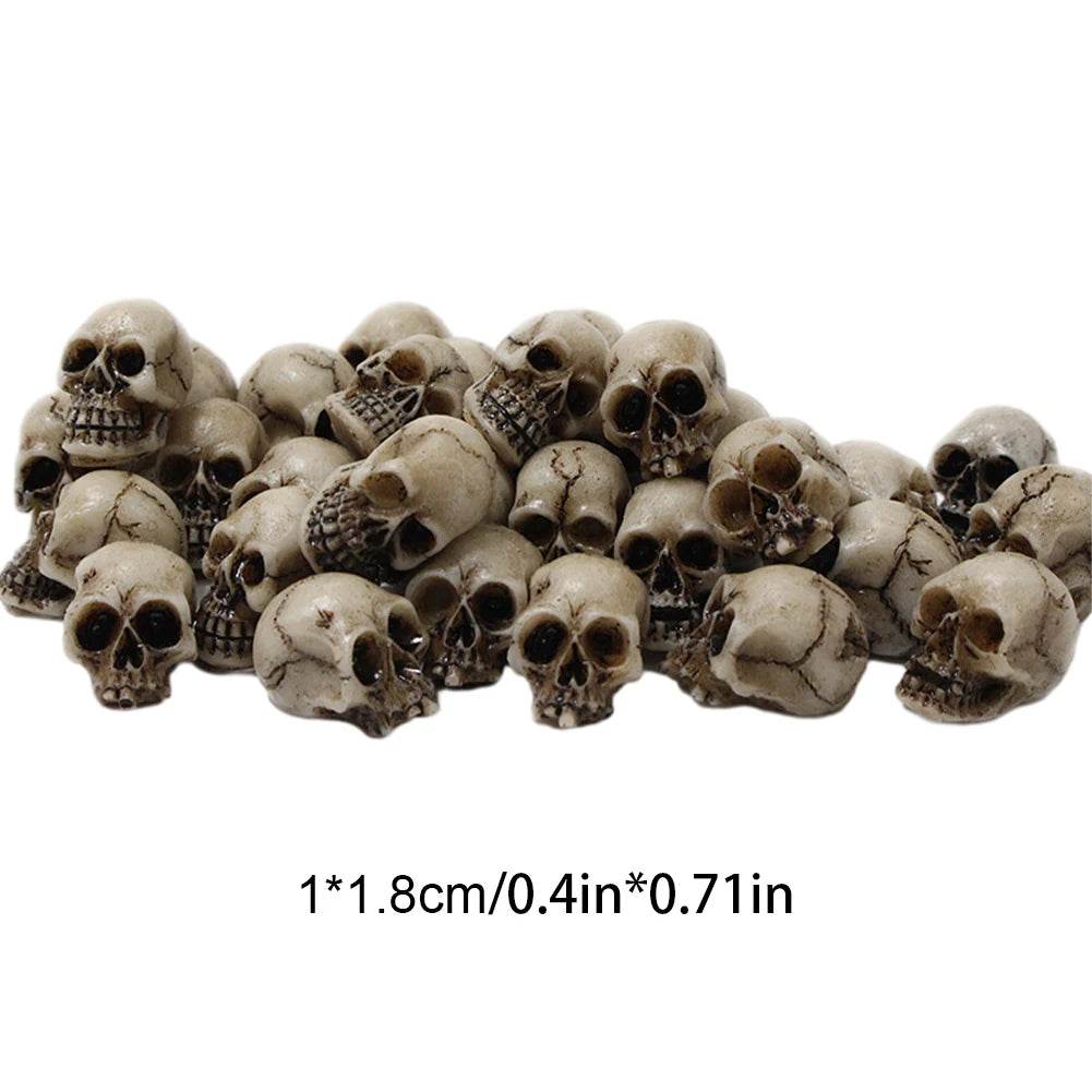 20Pcs Mini Skull Heads Collectable Halloween Gothic Skull Sculptures Creative Festival Theme Landscape Garden Potted Plant Decor - P12 Hub Europe