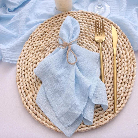 10pcs Cotton Cloth Napkins Gauze Fabric Blue 30x30cm for Wedding Party Birthday Tea Towel Table Baby Shower Christmas Napkins - P12 Hub Europe