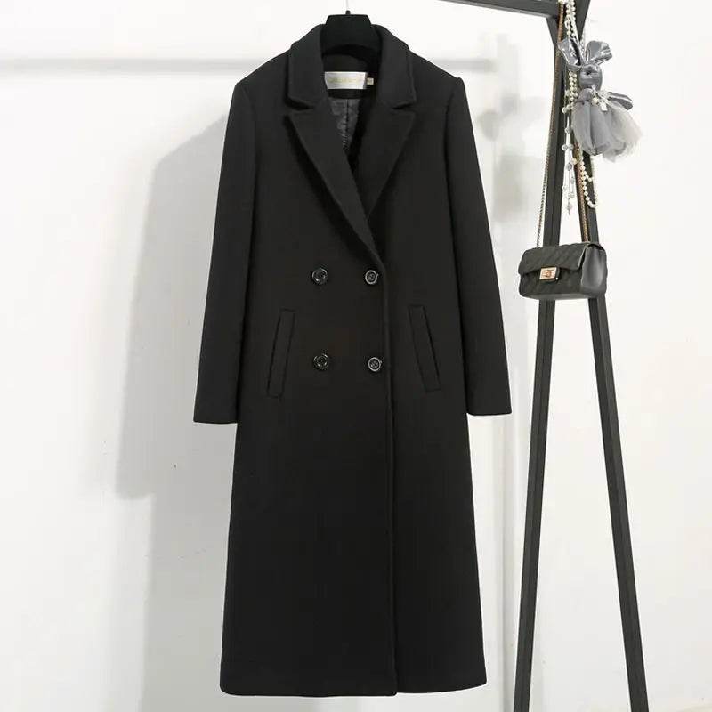 Black X-Long Office Wool Coat - P12 Hub Europe